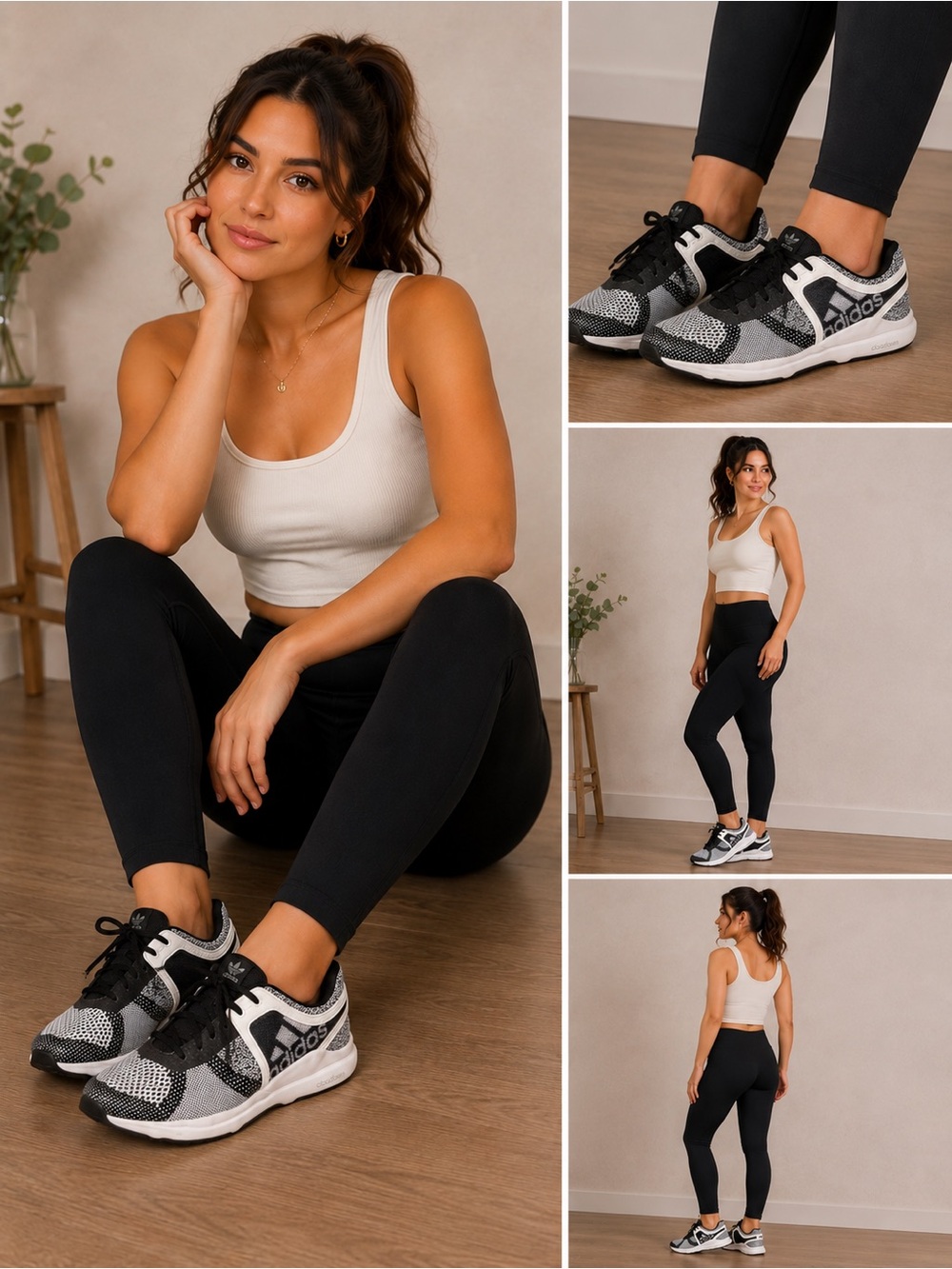 Adidas CRAZYTRAIN CF W training shoe in black and white patterned mesh upper